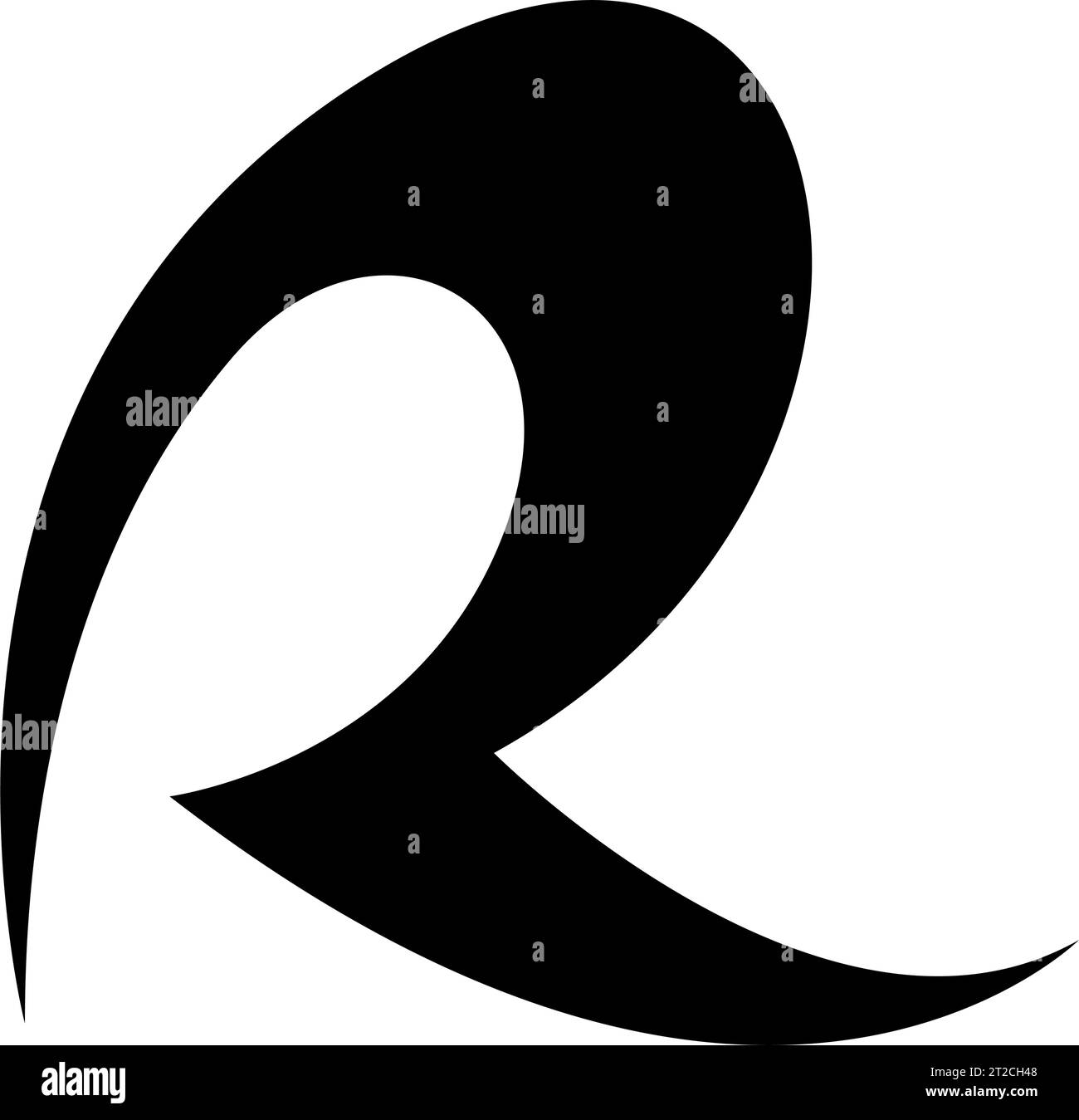 Black Abstract Curved Spiky Letter R Icon on a White Background Stock ...