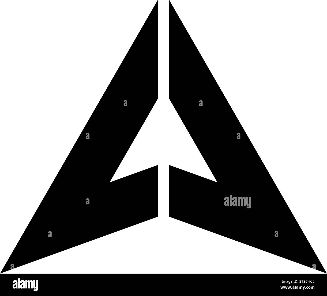 Black Abstract Folded Triangle Shaped Letter A Icon on a White ...