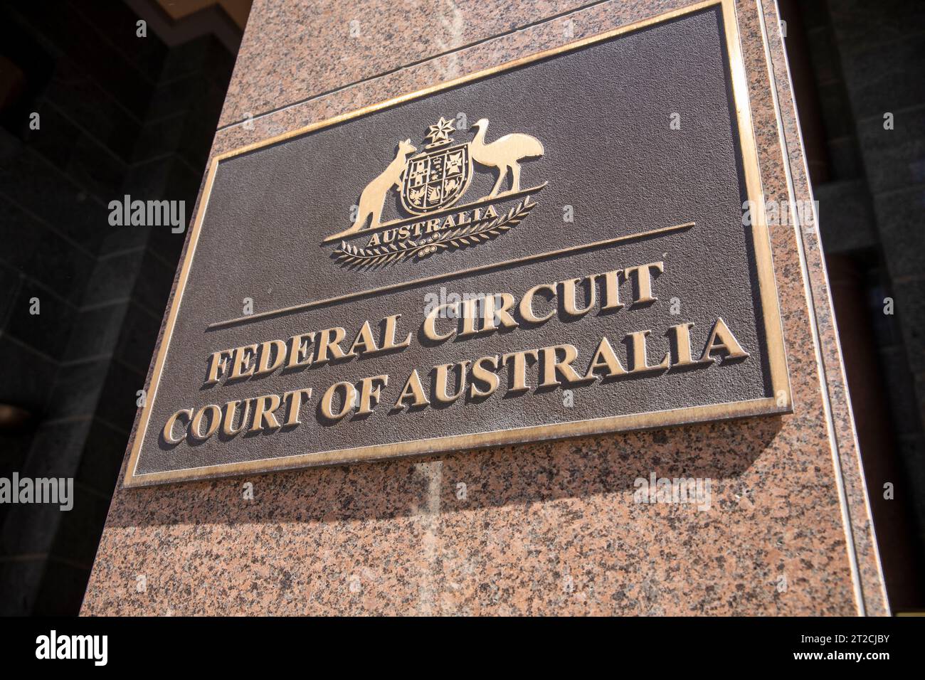 Federal Circuit Court of Australia, entrance plaque at the Lionel Bowen building in Sydney city centre,New South Wales,Australia Stock Photo