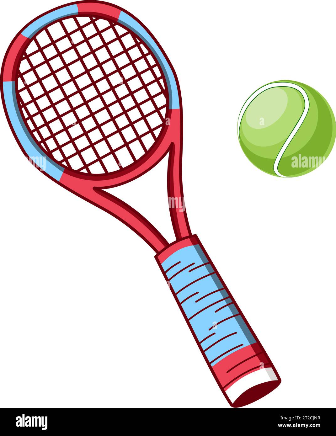 Tennis racket and ball. Vector illustration in doodle technique Stock Vector