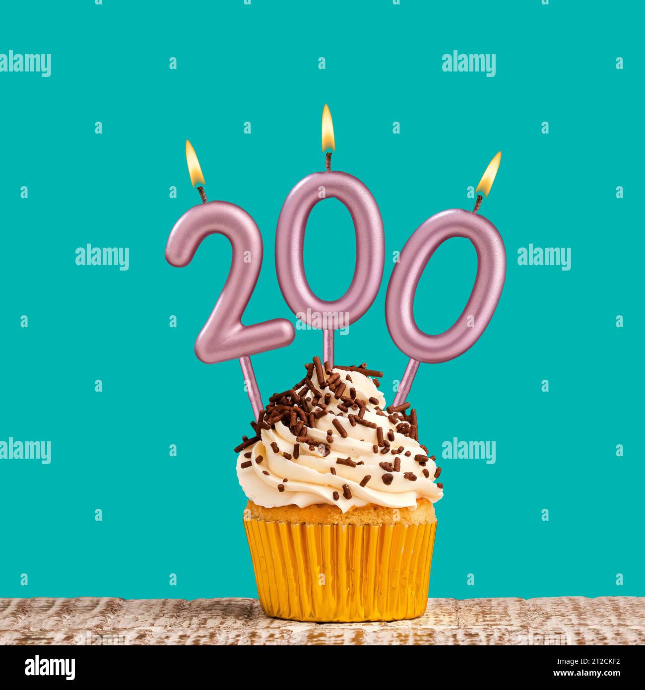 Number of followers or likes - Candle number 200 Stock Photo