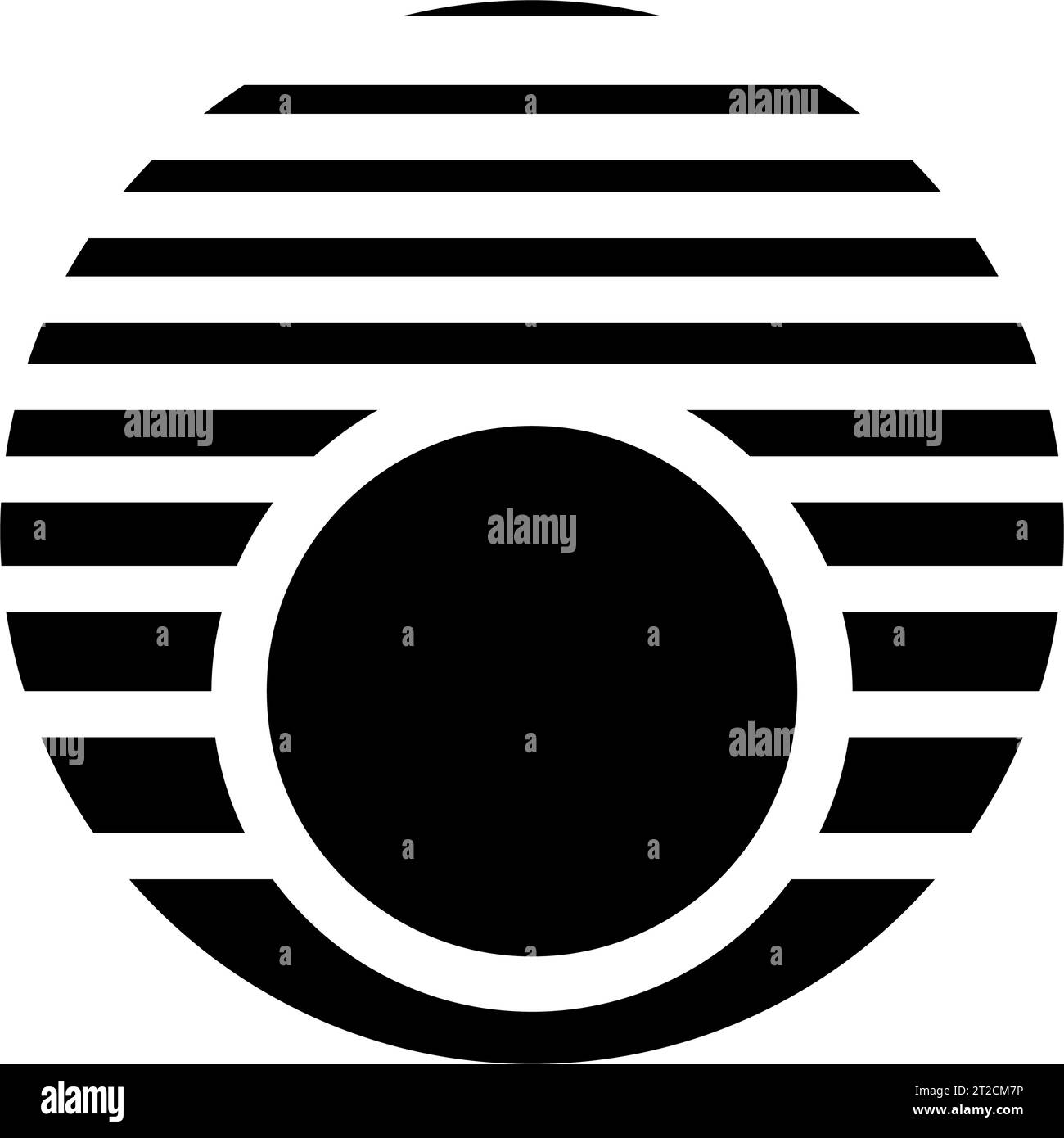 Black Abstract Round Striped Sunset Icon on a White Background Stock ...