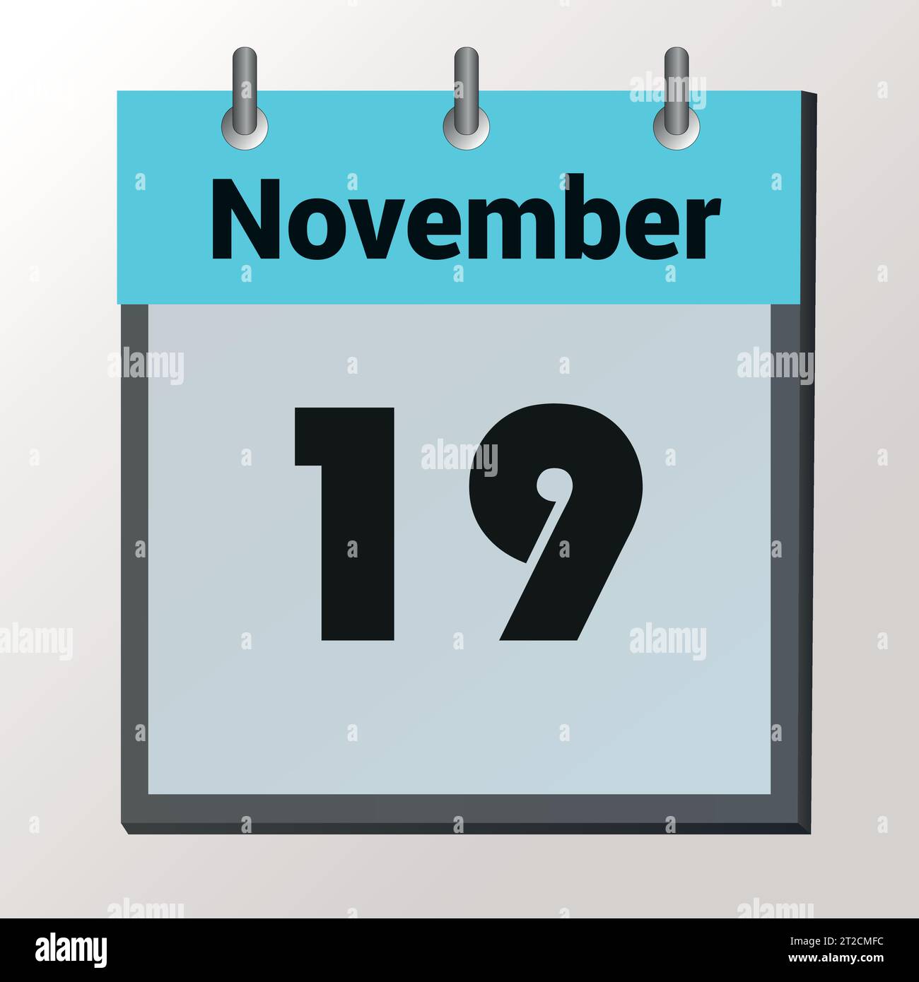 vector calendar page with date November 19, light colors Stock Vector ...