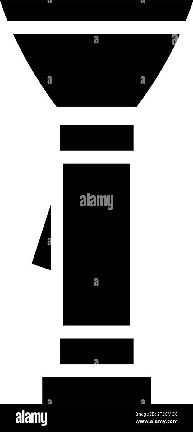 Black Abstract Simplified Flashlight Icon on a White Background Stock ...
