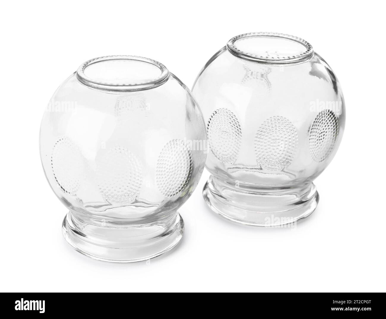 Glass cups isolated on white. Cupping therapy Stock Photo Alamy