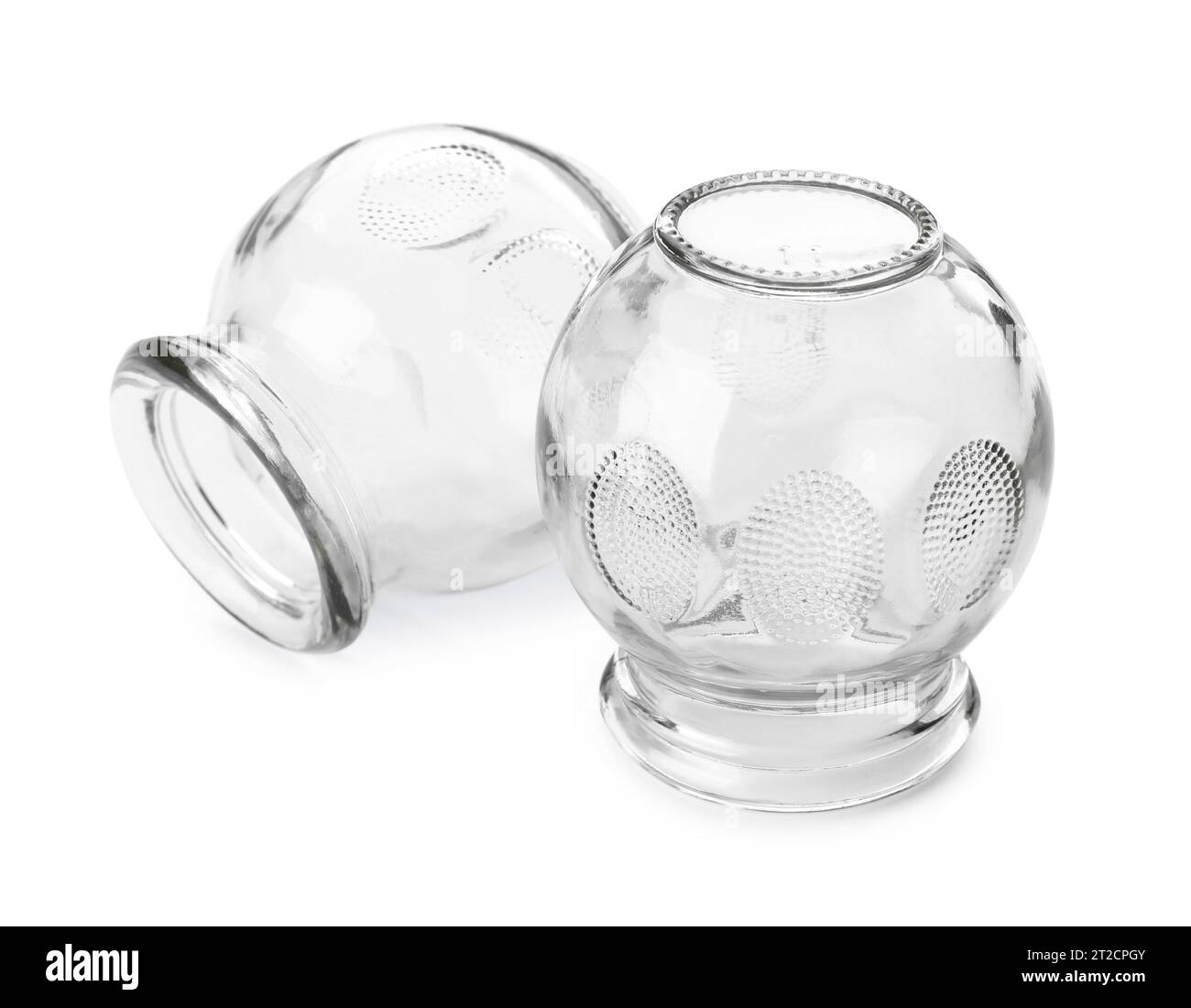 Glass cups isolated on white. Cupping therapy Stock Photo Alamy