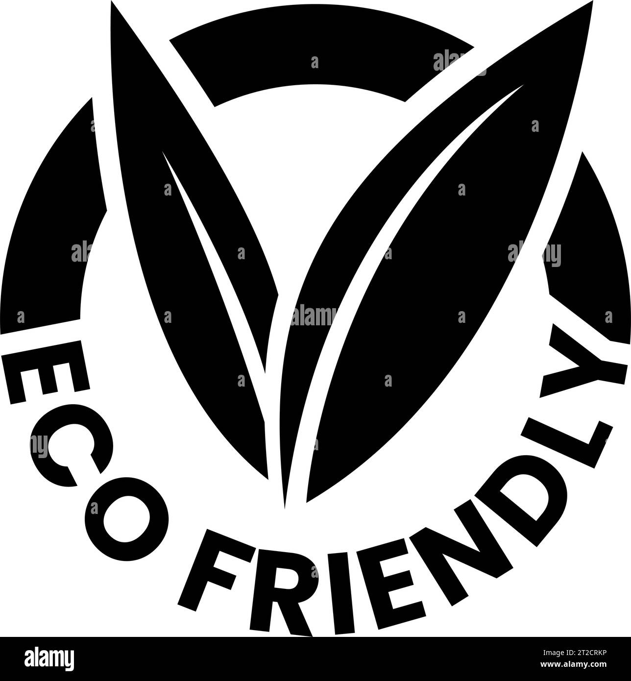 Black Eco Friendly Icon with V Shaped Leaves 6 on a White Background ...