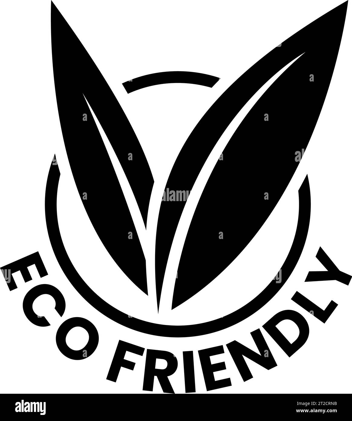 Black Eco Friendly Icon with V Shaped Leaves 10 on a White Background ...