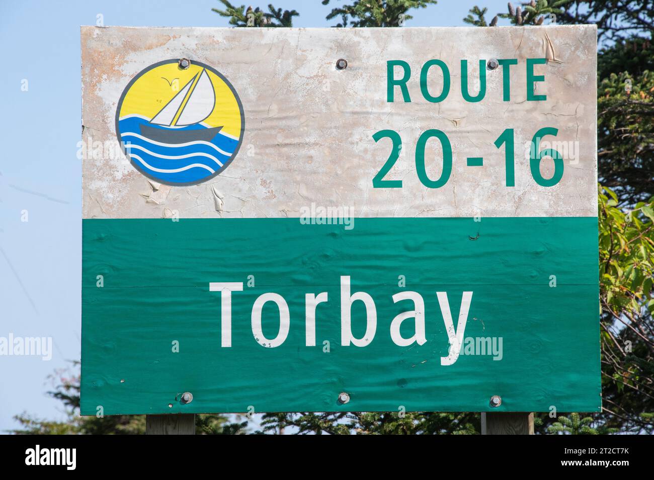 Route 2016 sign in Torbay, Newfoundland & Labrador, Canada Stock Photo