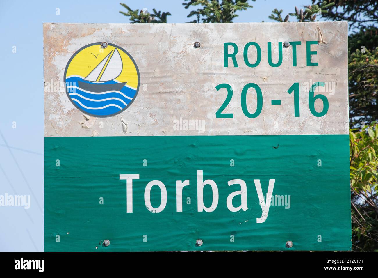 Route 2016 sign in Torbay, Newfoundland & Labrador, Canada Stock Photo