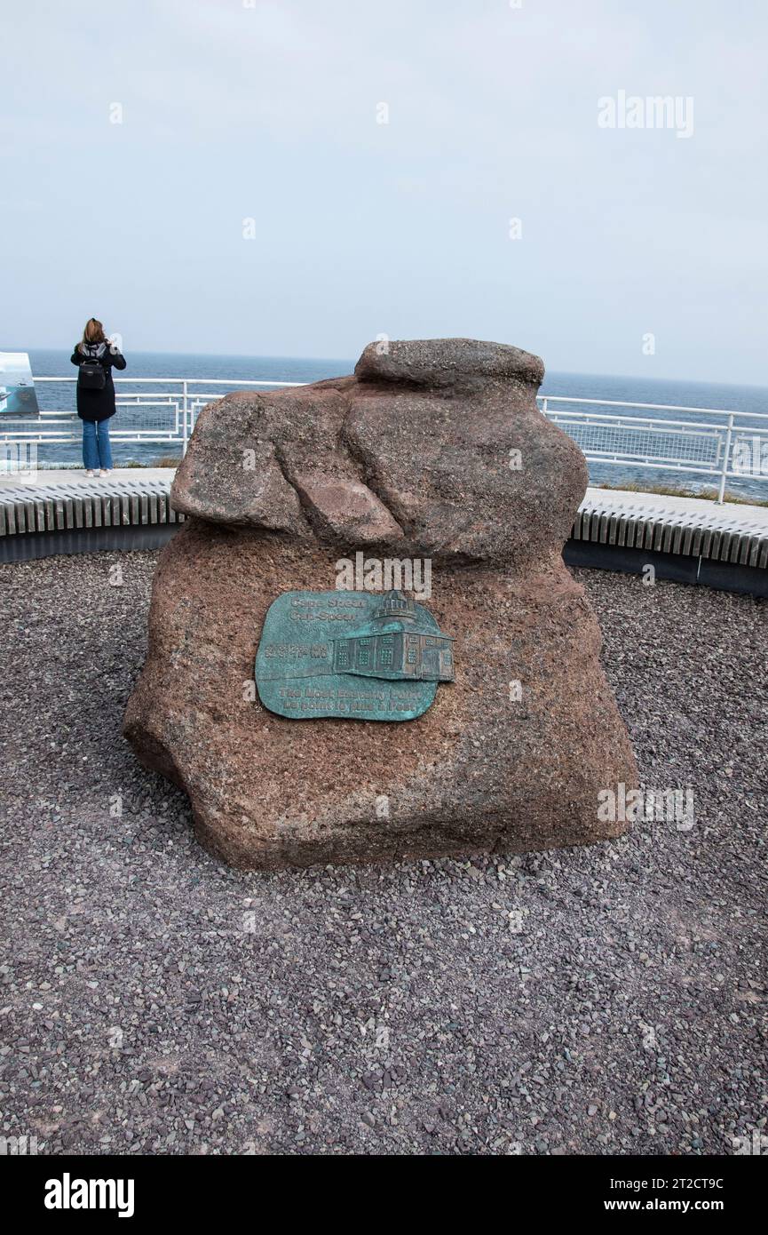 Most easterly point sign at Cape Spear National Historic Site in St. John's, Newfoundland & Labrador, Canada Stock Photo