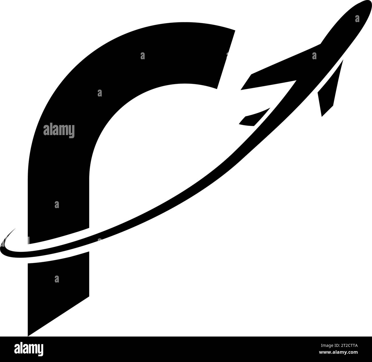 Black Lowercase Letter R Icon with an Airplane on a White Background ...