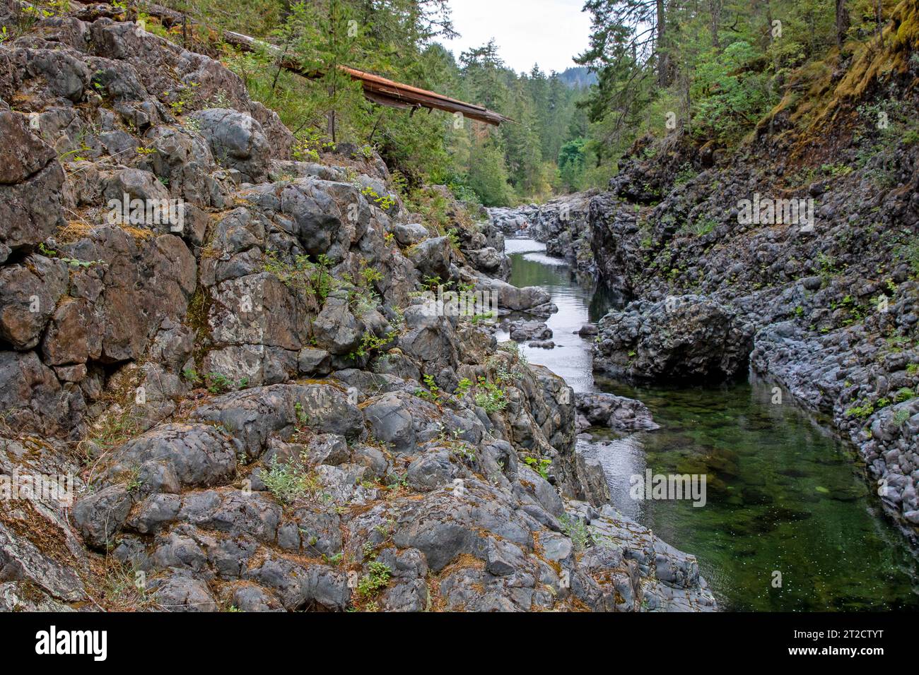 The Sooke River Flowing Through Sooke Potholes Regional Park Stock