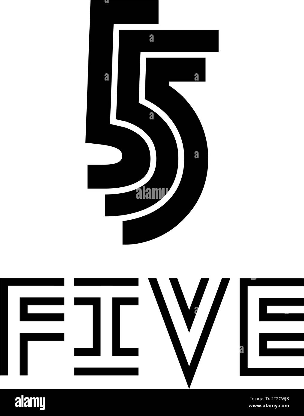 black symbol for number 5 on a white background icon 2 2T2CWJB