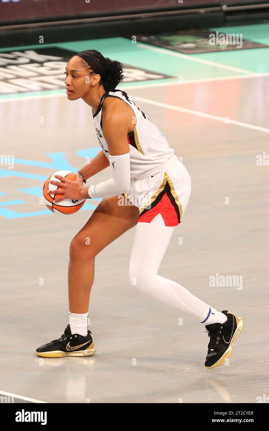BROOKLYN, NY - OCTOBER 18: Las Vegas Aces forward A'ja Wilson (22) in ...