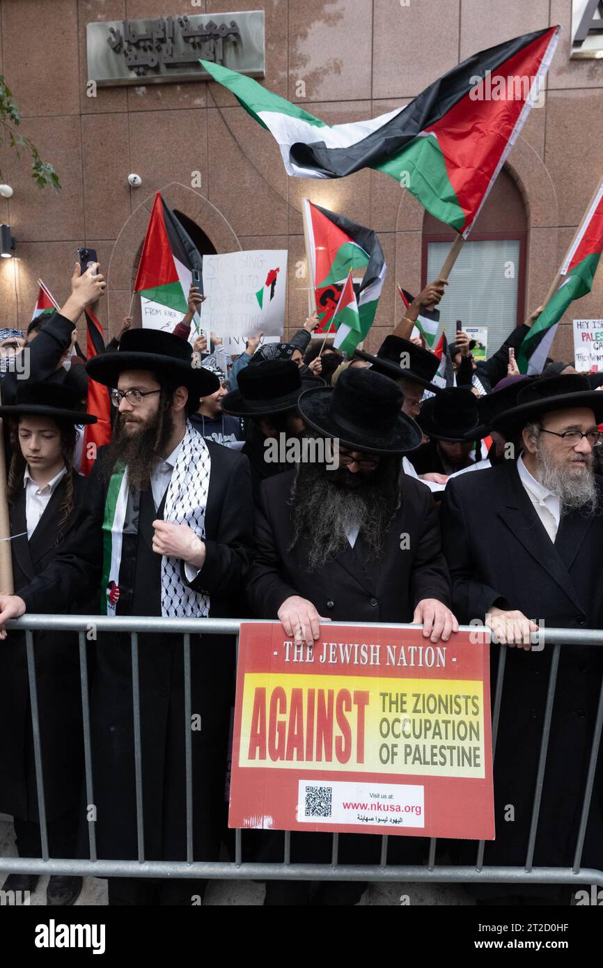 New York, New York, USA. 18th Oct, 2023. Hasidic Jews are shown ...
