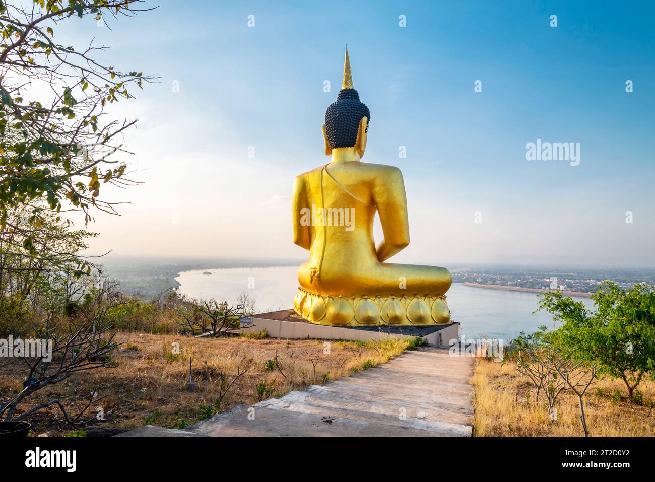 Famous hilltop landmark,a beautiful, vibrant gold image of the Buddhist ...