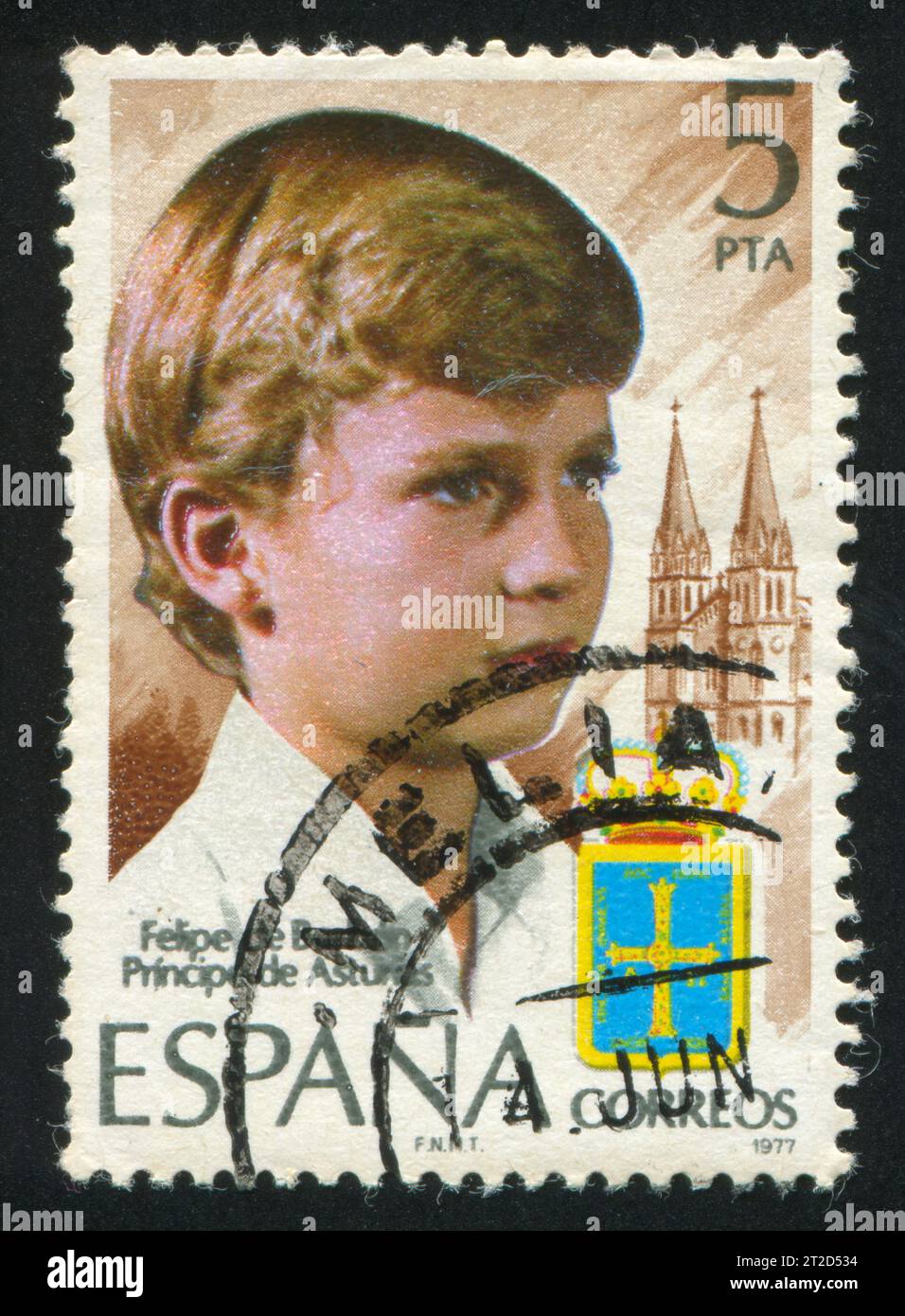 SPAIN - CIRCA 1977: stamp printed by Spain, shows Felipe de Borbon, Prince of Austrias, circa 1977 Stock Photo