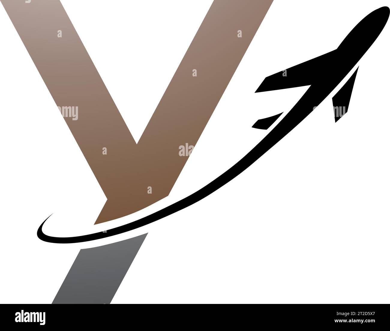 Brown and Black Uppercase Letter Y Icon with an Airplane on a White ...