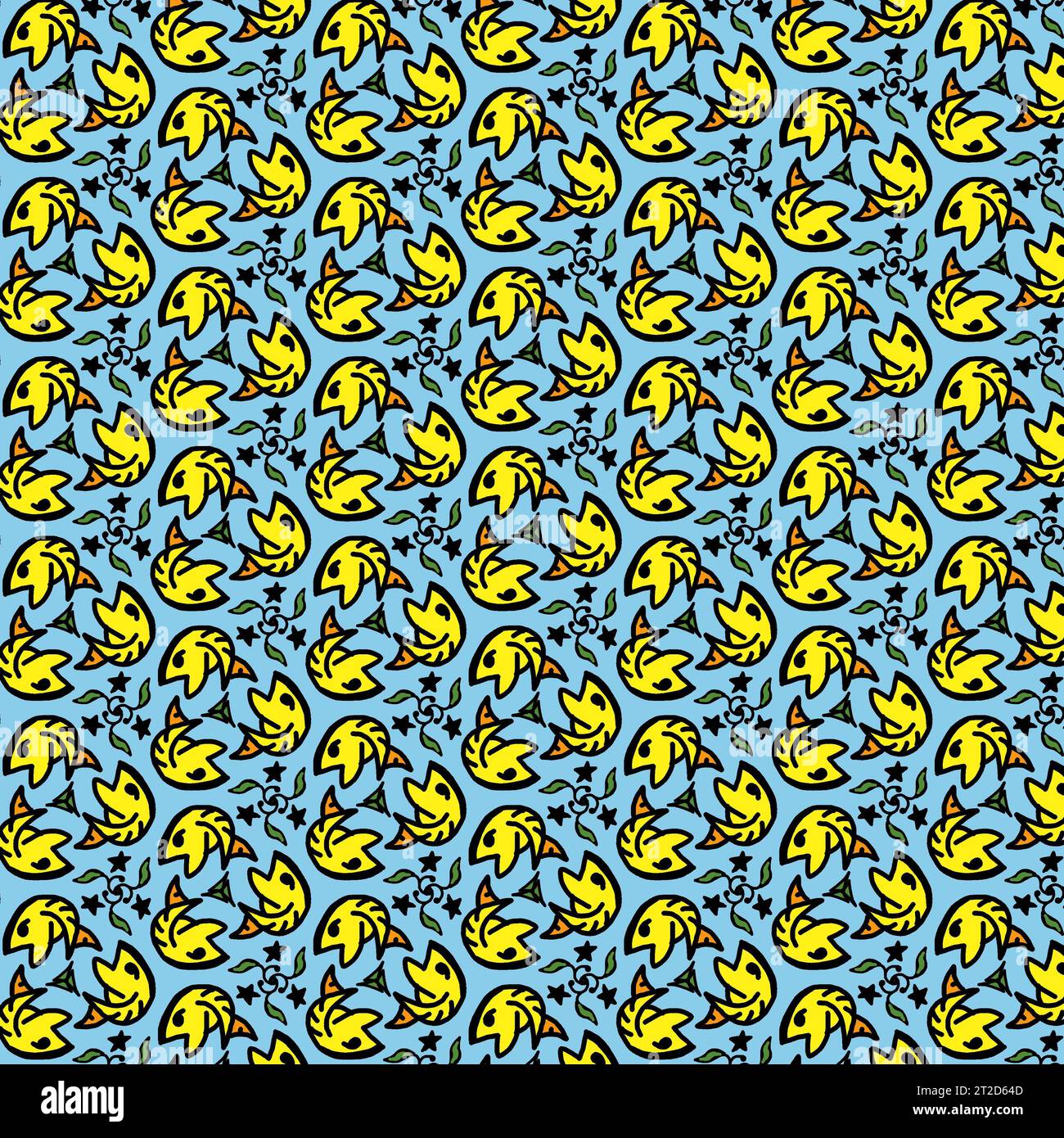 Fish Rotation Pattern hand drawing gold fish with hexagons 3 rotation format, 4K resolution ...