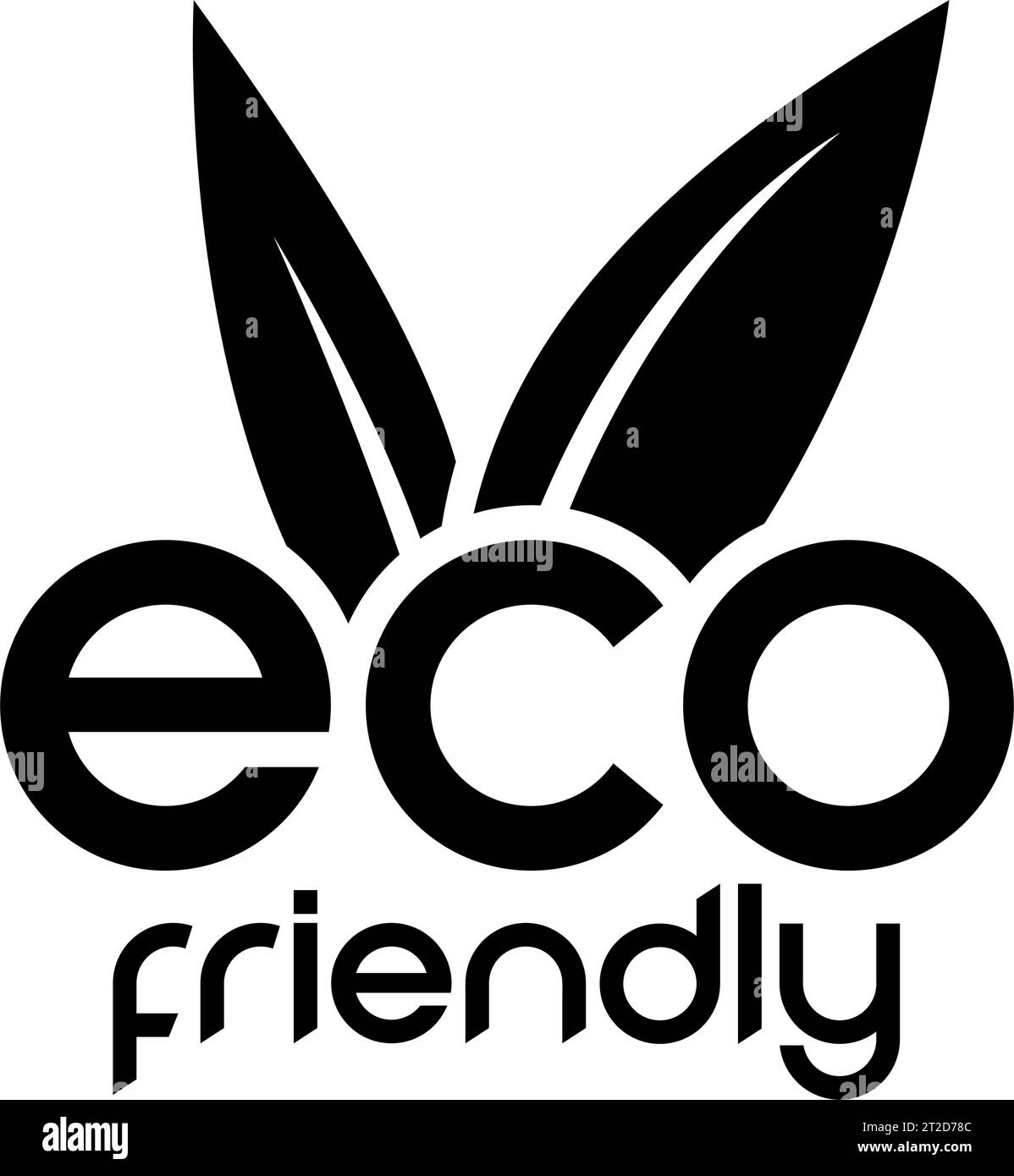 Eco Friendly Black Text Logo with V Shaped Leaves on a White Background ...