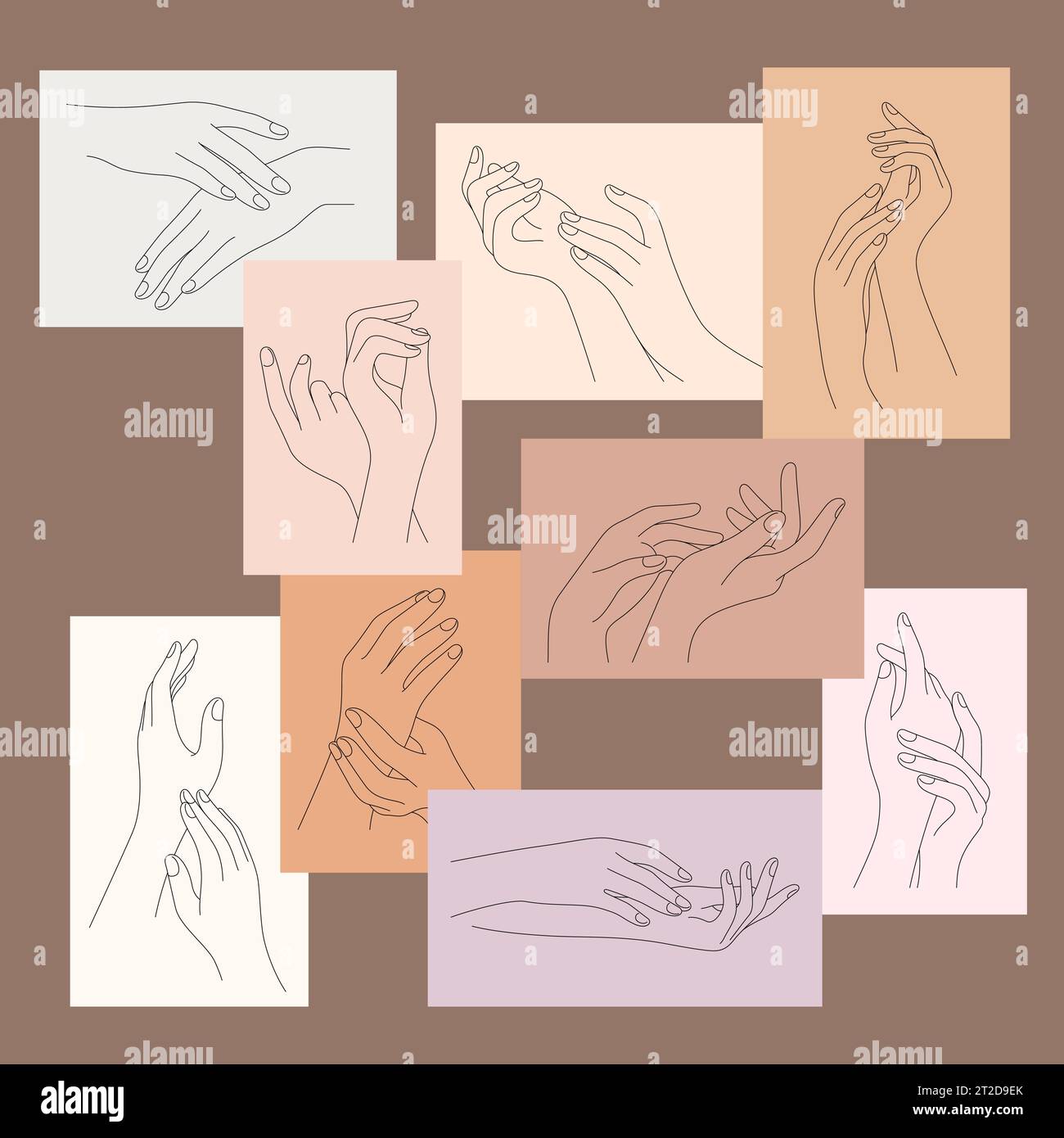 hand care applying moisturizer and manicure finger nail line art vector
