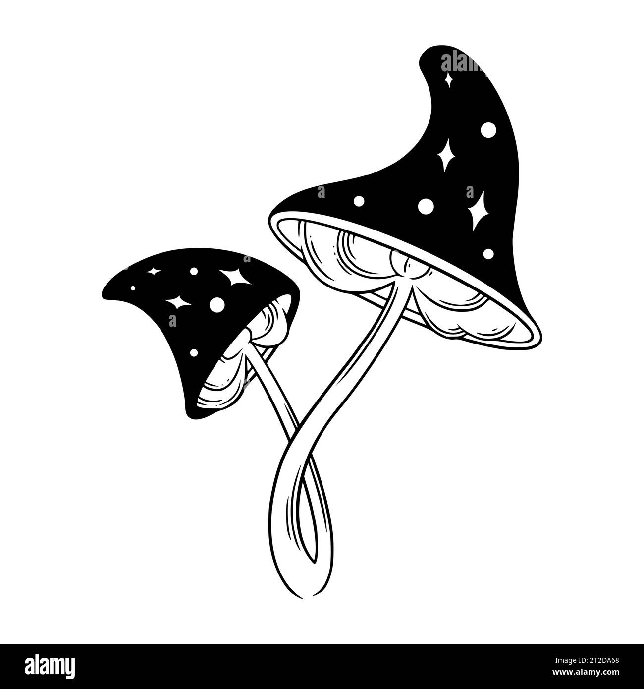 Poison mushrooms. Psychedelic magic mushrooms for wicca rituals. Vector illustration isolated in white background Stock Vector