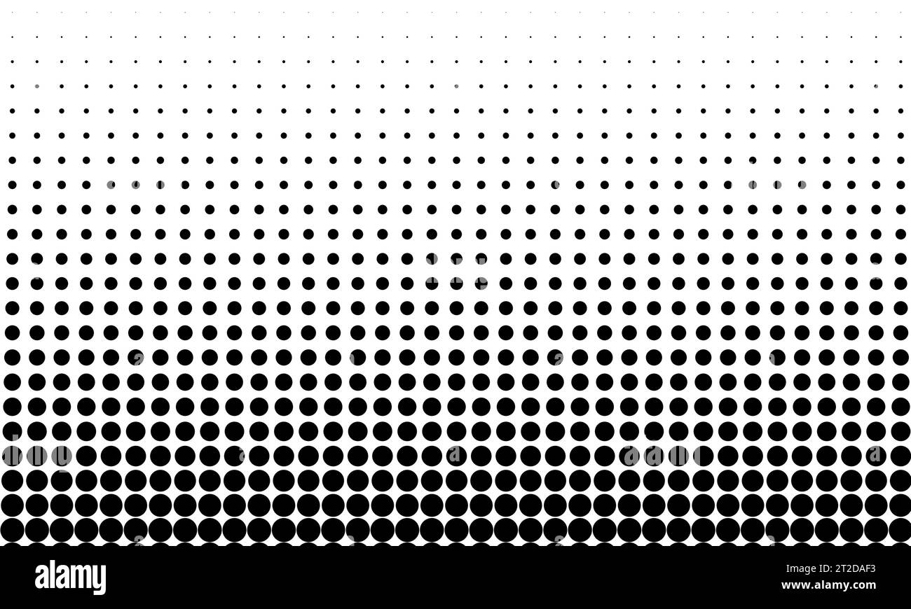 Vertical gradient halftone dots circle shape background vector. Abstract halftone dot pattern. Modern texture. Black and white color Stock Vector