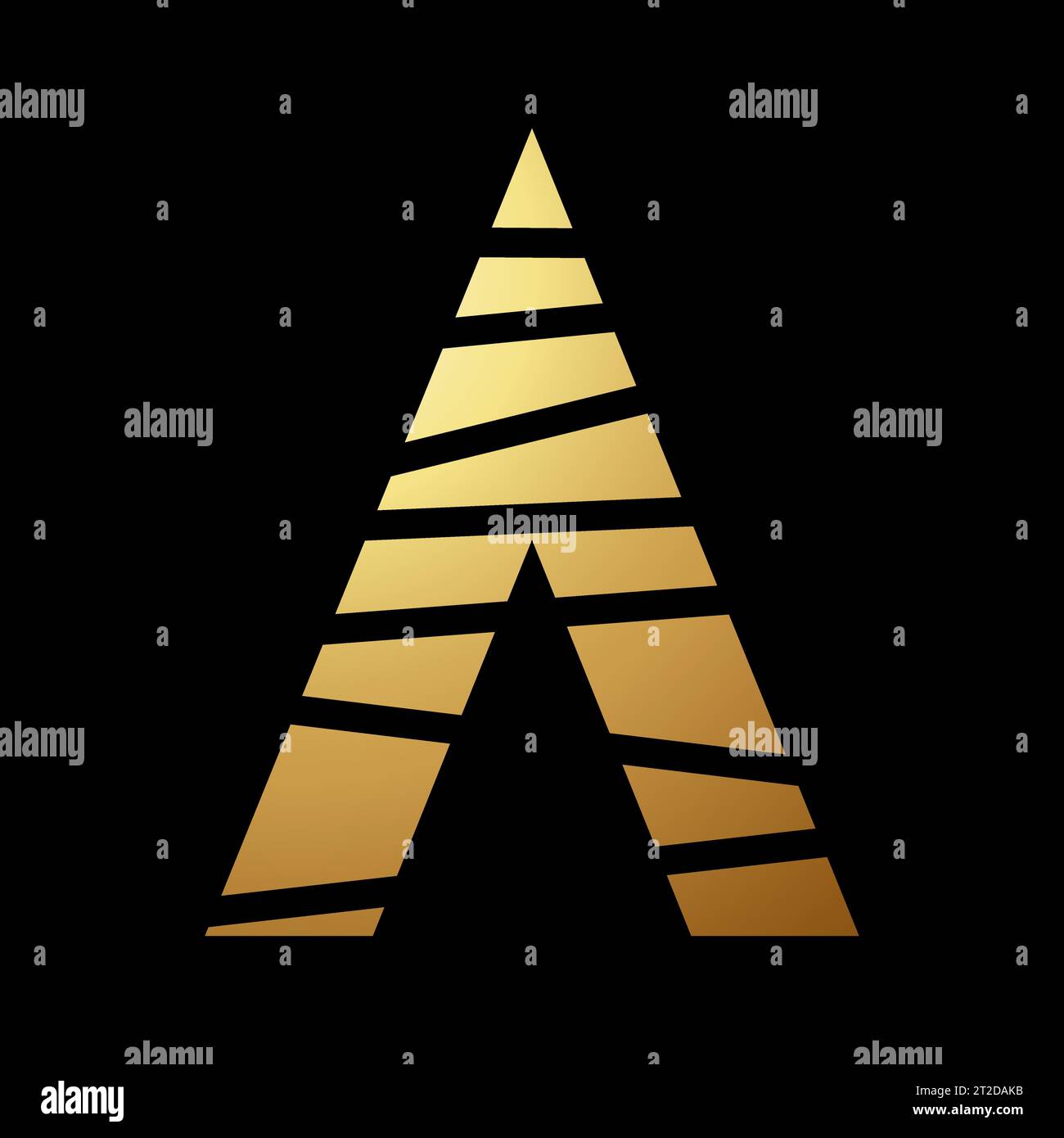 Gold Abstract Letter A Icon with Random Stripes on a Black Background ...