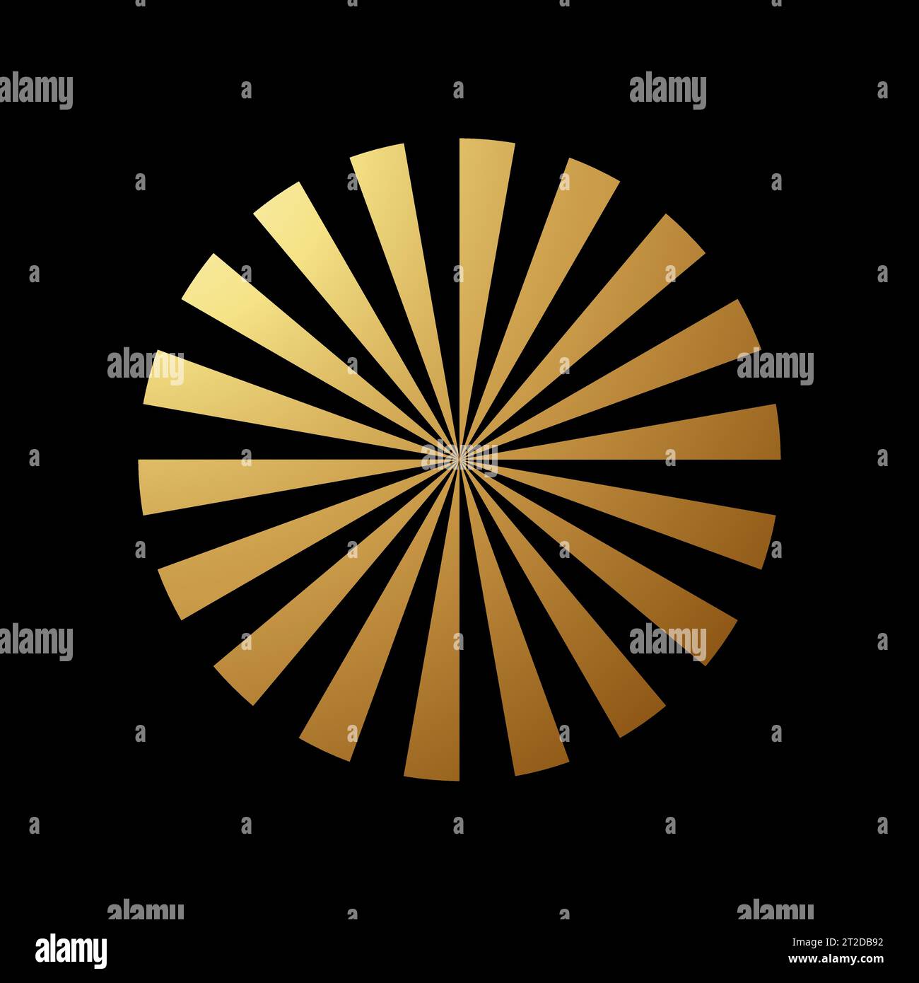 Gold Abstract Round Shaped Icon with Triangular Stripes on a Black ...