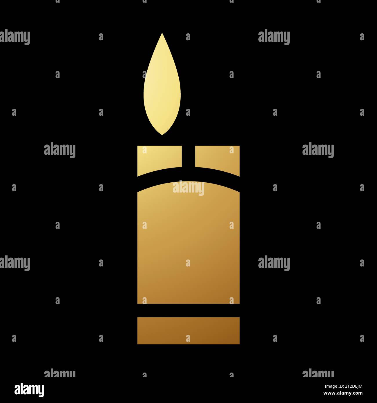 Gold Abstract Simplified Lighter Icon on a Black Background Stock Vector
