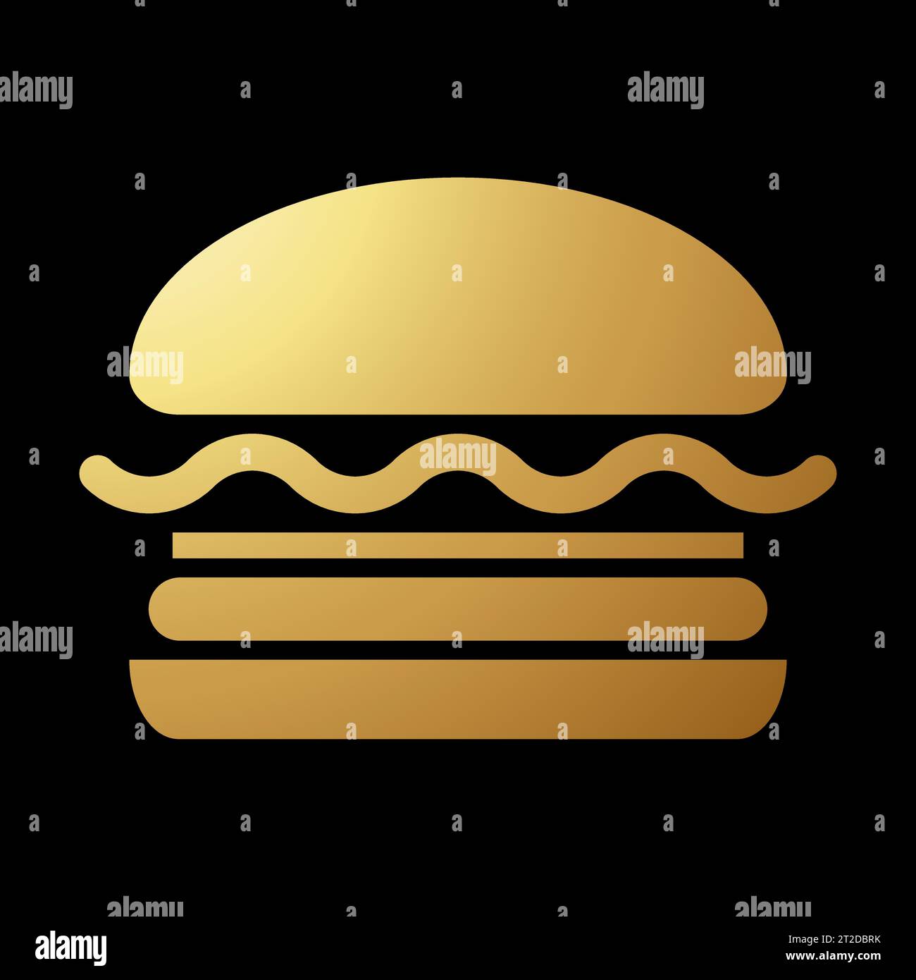 Gold Abstract Simplistic Burger Icon on a Black Background Stock Vector