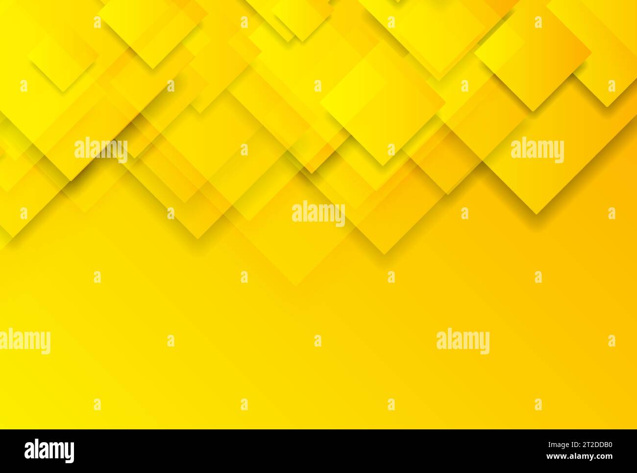 Bright yellow glossy squares abstract tech background. Vector geometric design Stock Vector