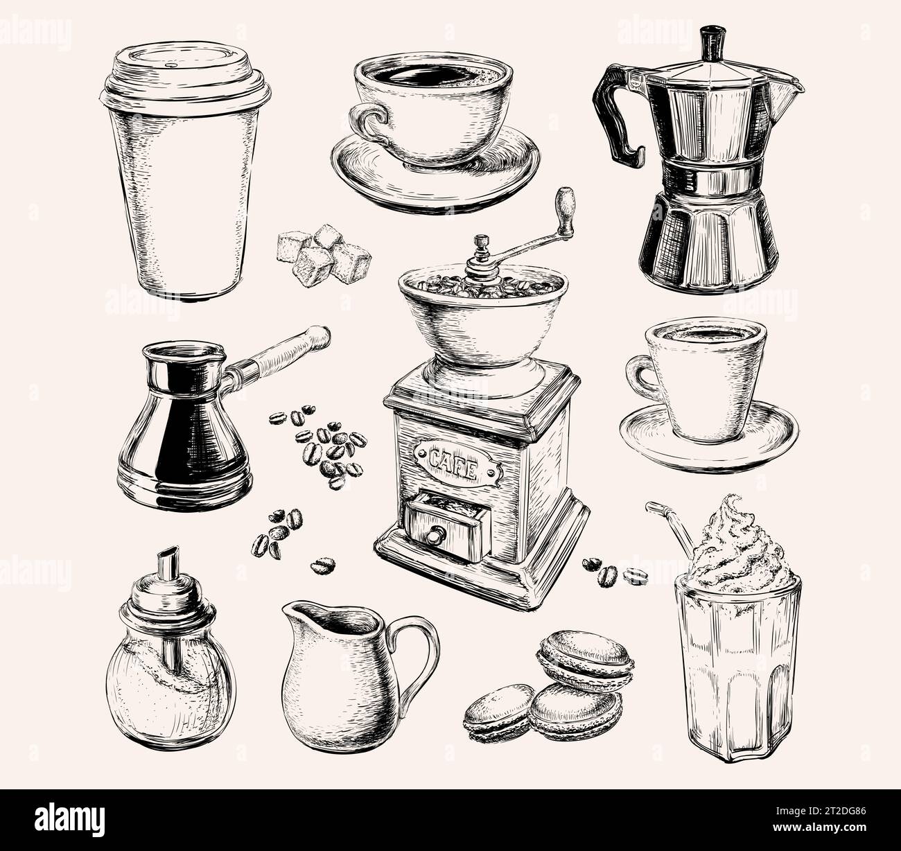 Hand Drawn Set Coffee Vector illustration Hand Drawn Set Coffee Vector illustration Stock Vector