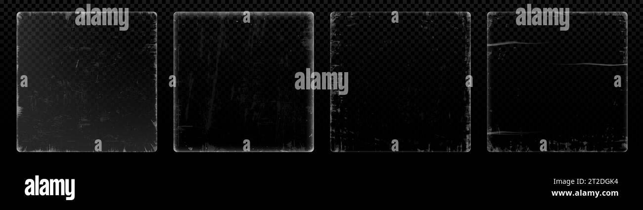 Worn grunge vinyl frame - realistic transparent vector illustration ...