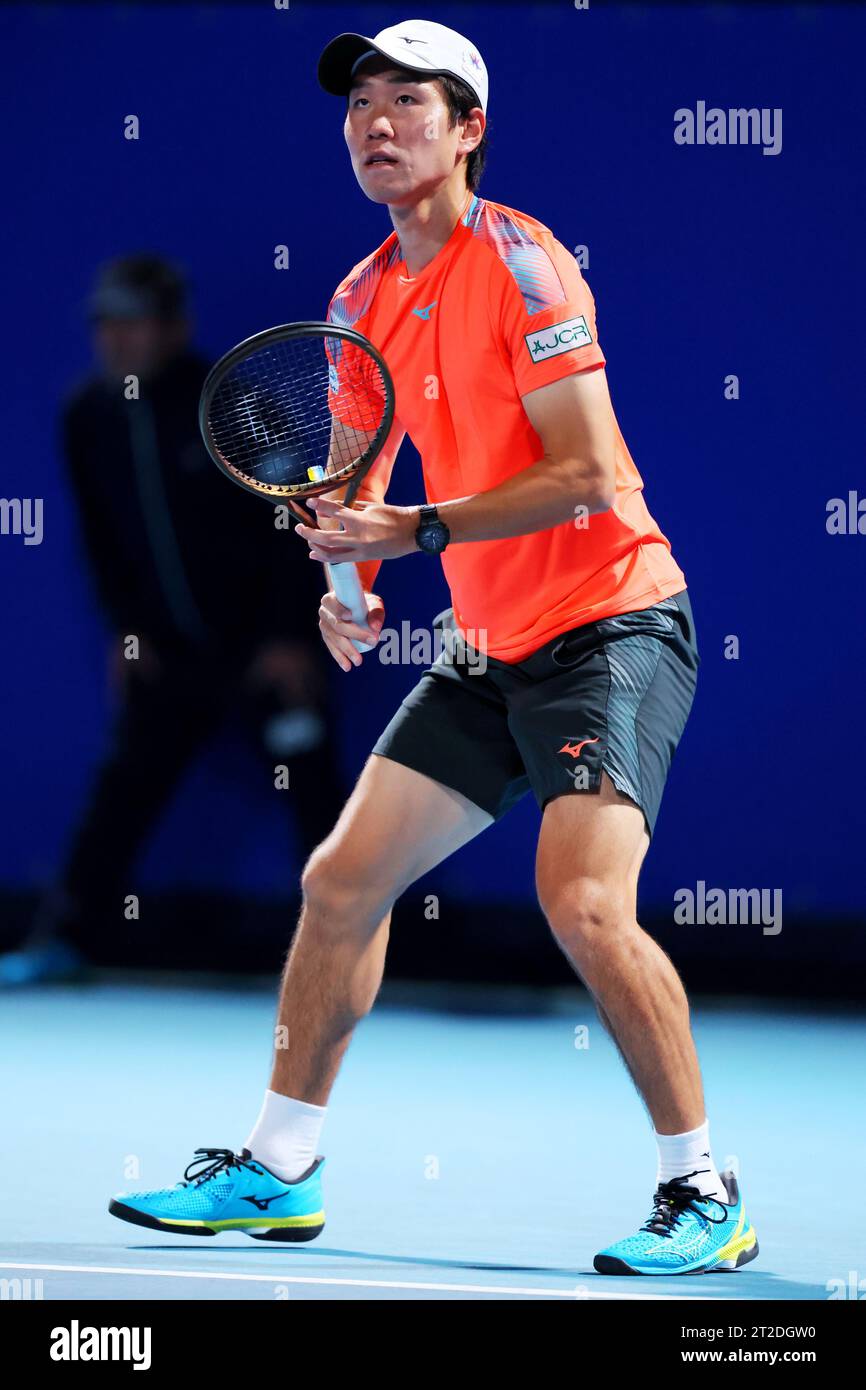 Ariake Coliseum, Tokyo, Japan. 18th Oct, 2023. Masamichi Imamura (JPN), OCTOBER 18, 2023 - Tennis : Kinoshita Group Japan Open Tennis Championships 2023 Men's Doubles 1st Round at Ariake Coliseum, Tokyo, Japan. Credit: Naoki Nishimura/AFLO SPORT/Alamy Live News Stock Photo