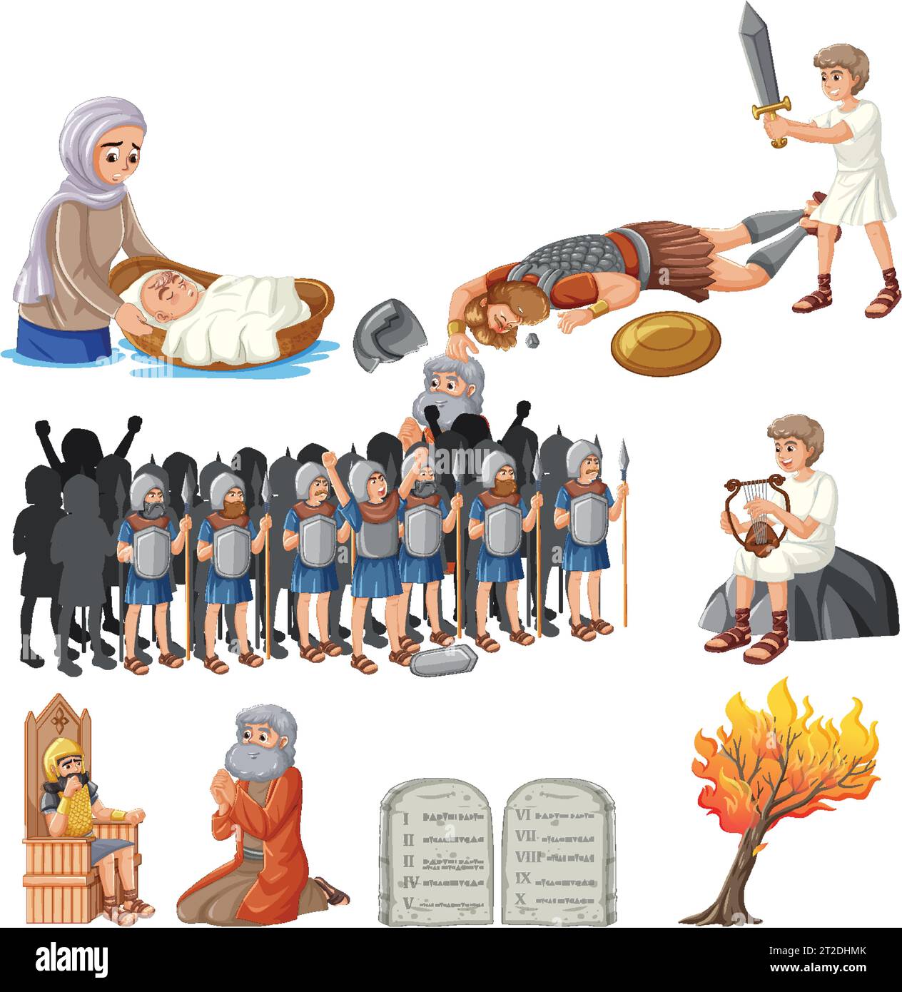 Vector cartoon illustration of characters from Bible stories Stock Vector