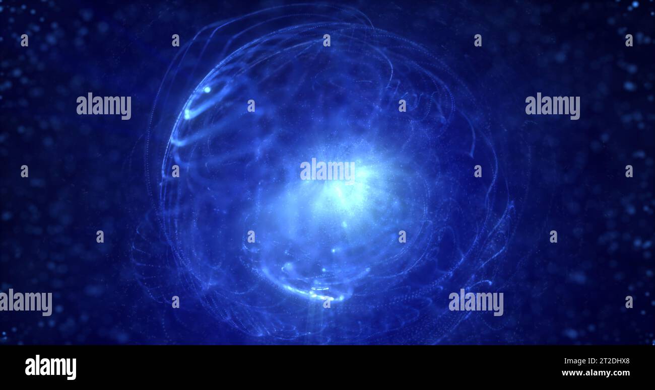 Abstract futuristic glowing blue light round sphere cosmic star from ...