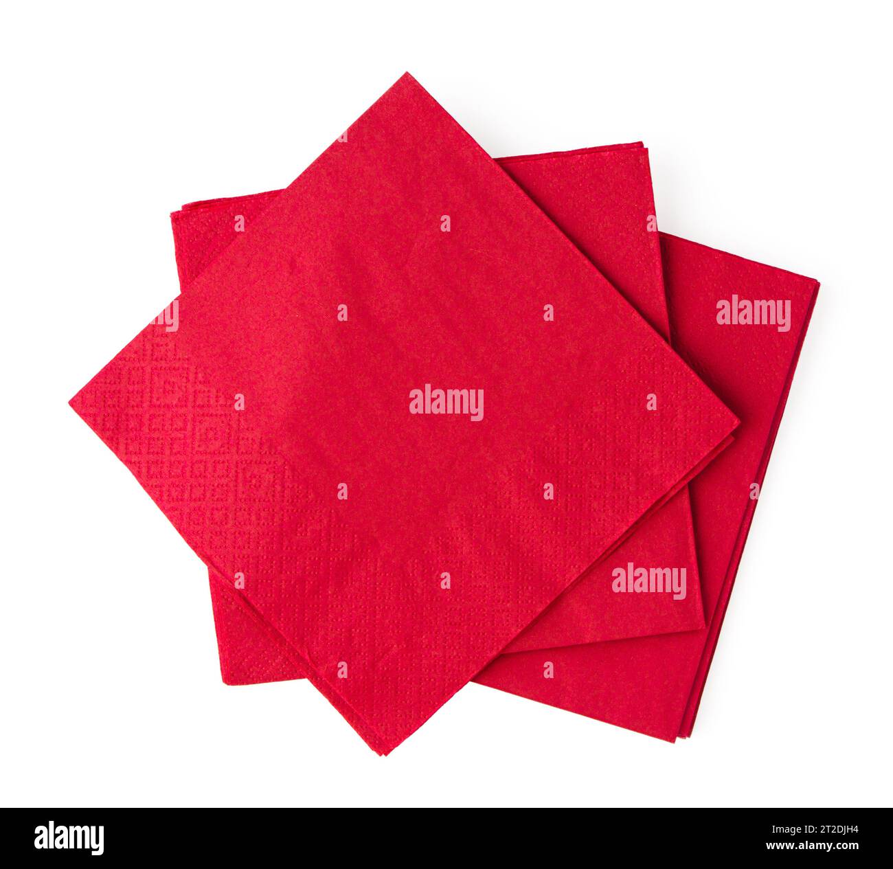 Stack of red paper napkins isolated on white background Stock Photo - Alamy