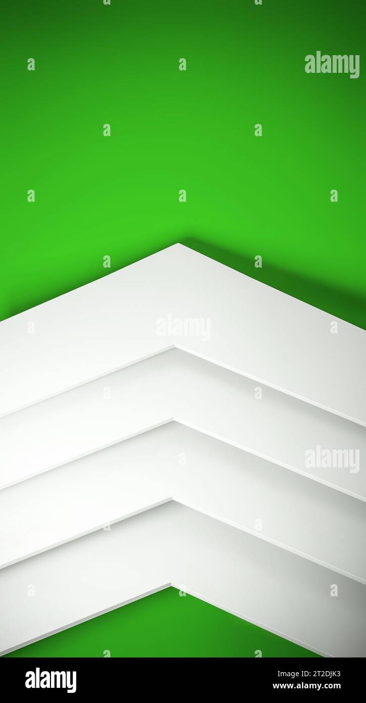 Arrow white and green background, Sustainable concept. 3d rendering. Stock Photo