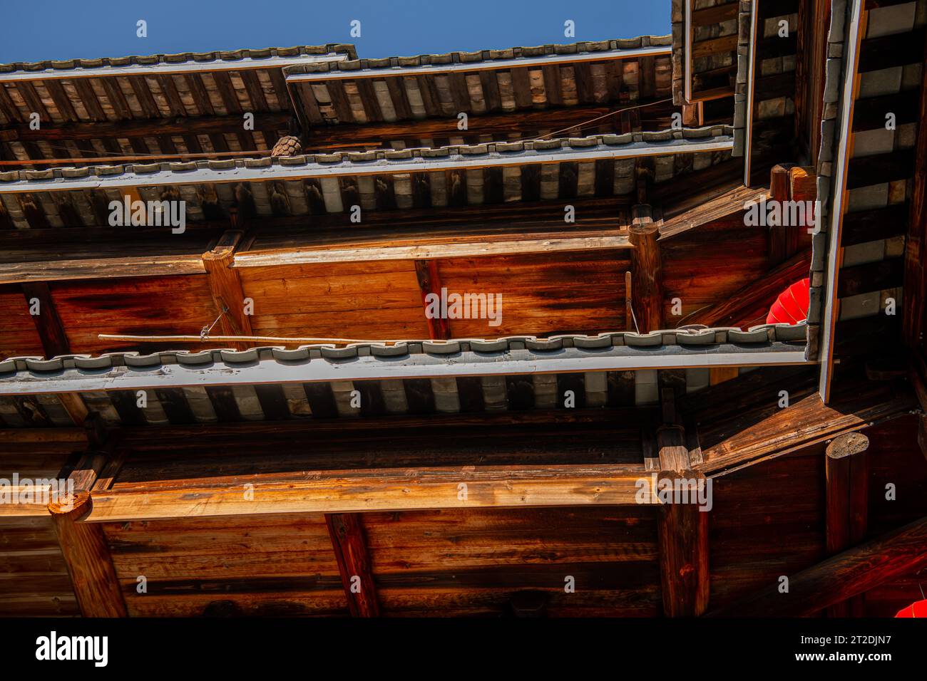 Layers of the roofs at the Tulou Earth buildings, Fujian, China ...