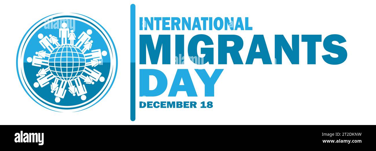 International Migrants Day. December 18. Holiday concept. Template for background, banner, card, poster with text inscription. Vector illustration Stock Vector