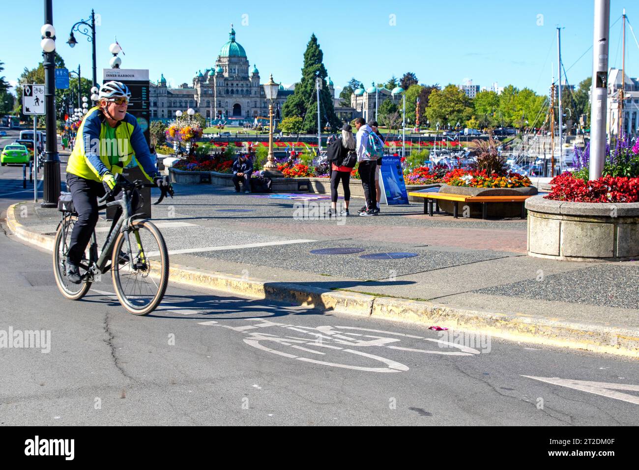 Cycle lane on Victoria's Inner Harbour Stock Photo