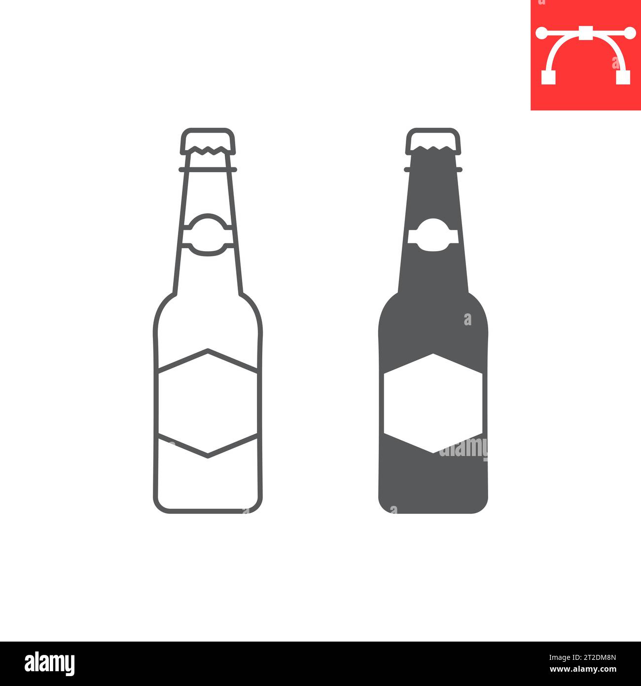 Beer bottle line and glyph icon, oktoberfest and alcohol drink, glass
