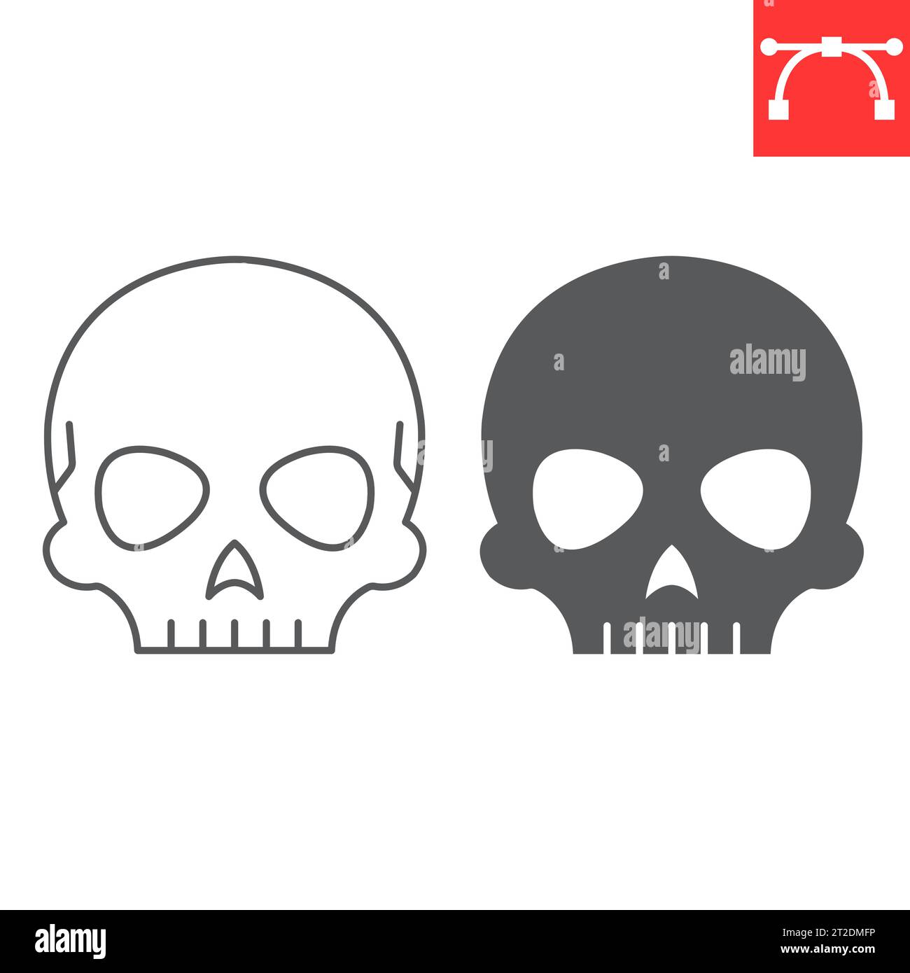 Skull line and glyph icon, halloween and holiday, cranium vector icon ...