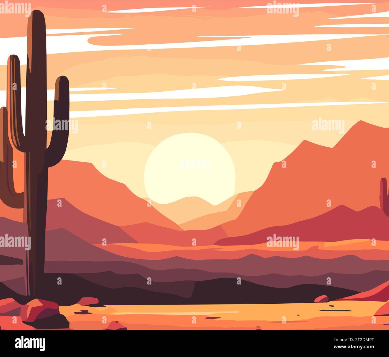 Wild West Desert landscape art vector background Stock Vector Image ...