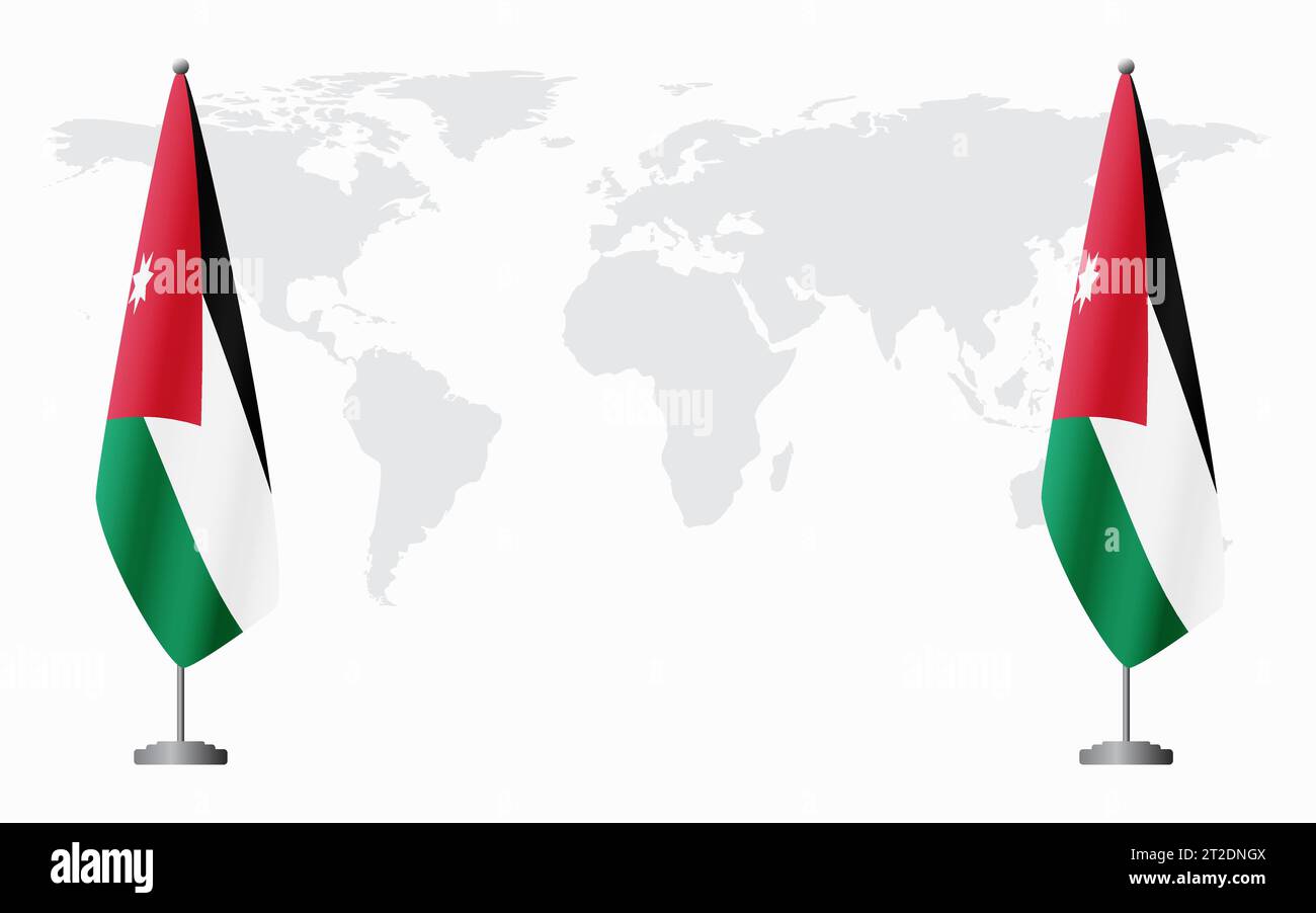 Jordan and Jordan flags for official meeting against background of