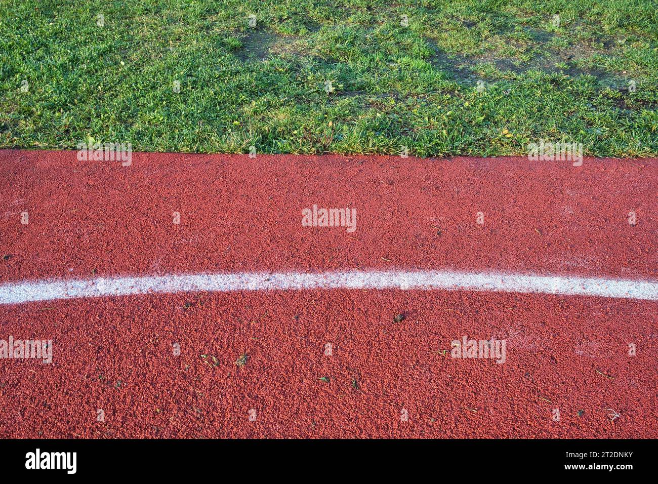 javelin throwing line marking on an athletics track outdoors Stock Photo