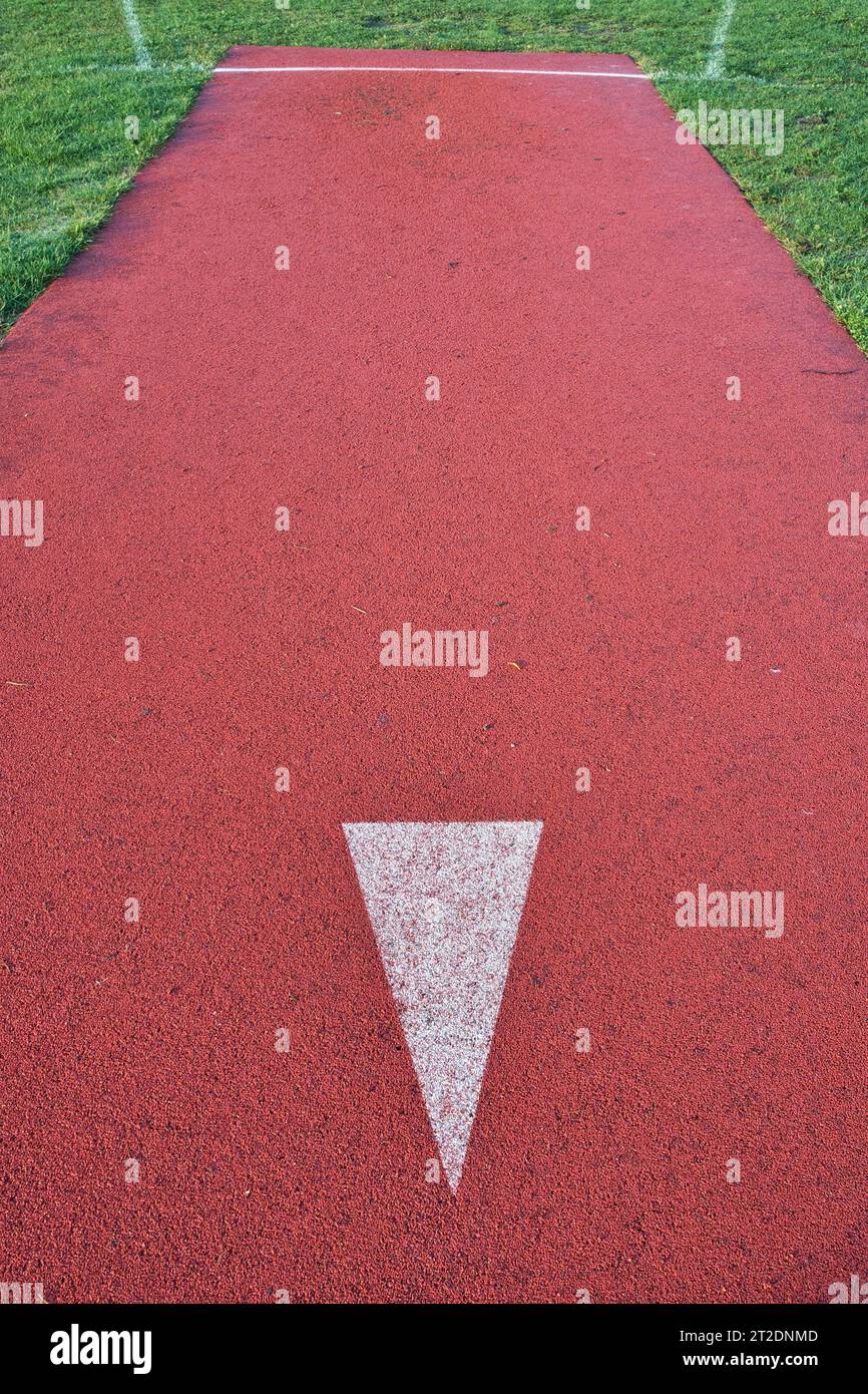 javelin throwing line marking on an athletics track outdoors Stock