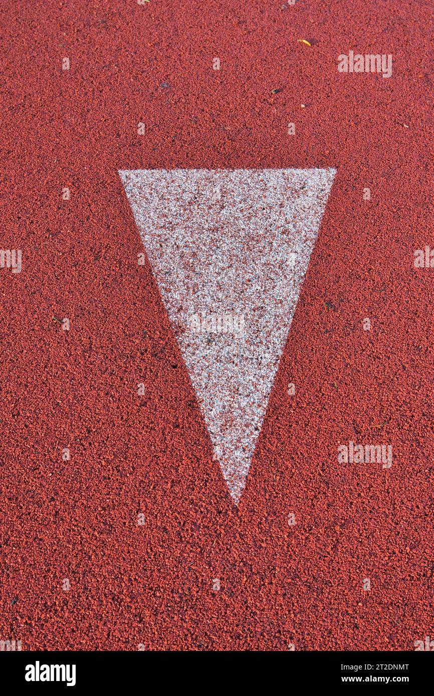 javelin throwing line marking on an athletics track outdoors Stock